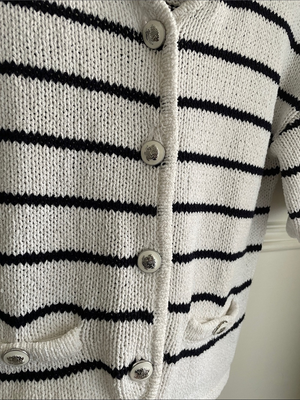 Classic striped Talbots cardigan tee-XS/S - Picture 7 of 9